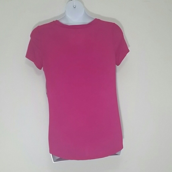 T-shirt hi lo short sleeve Dark pink Round neckline NWT - Picture 2 of 3